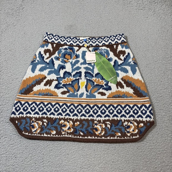 FARM Rio Dresses & Skirts - NWT Farm Rio Nuuly Womens Sz M Skirt Brown/Multi Toucan Scarf Knit Floral Mini